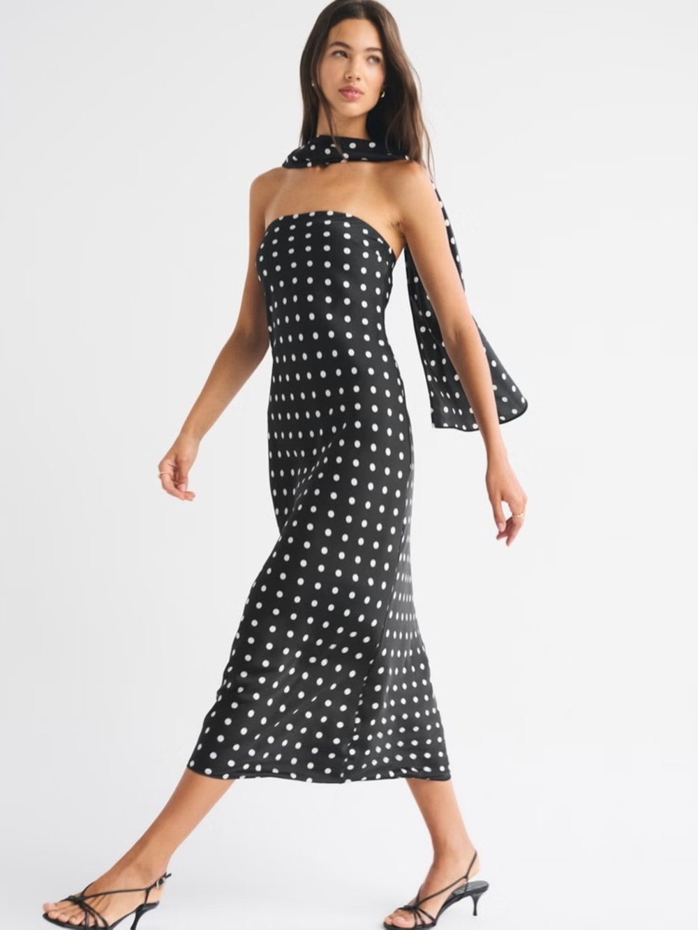 Abercrombie & Fitch Black and White Polka Dot Maxi Dress
